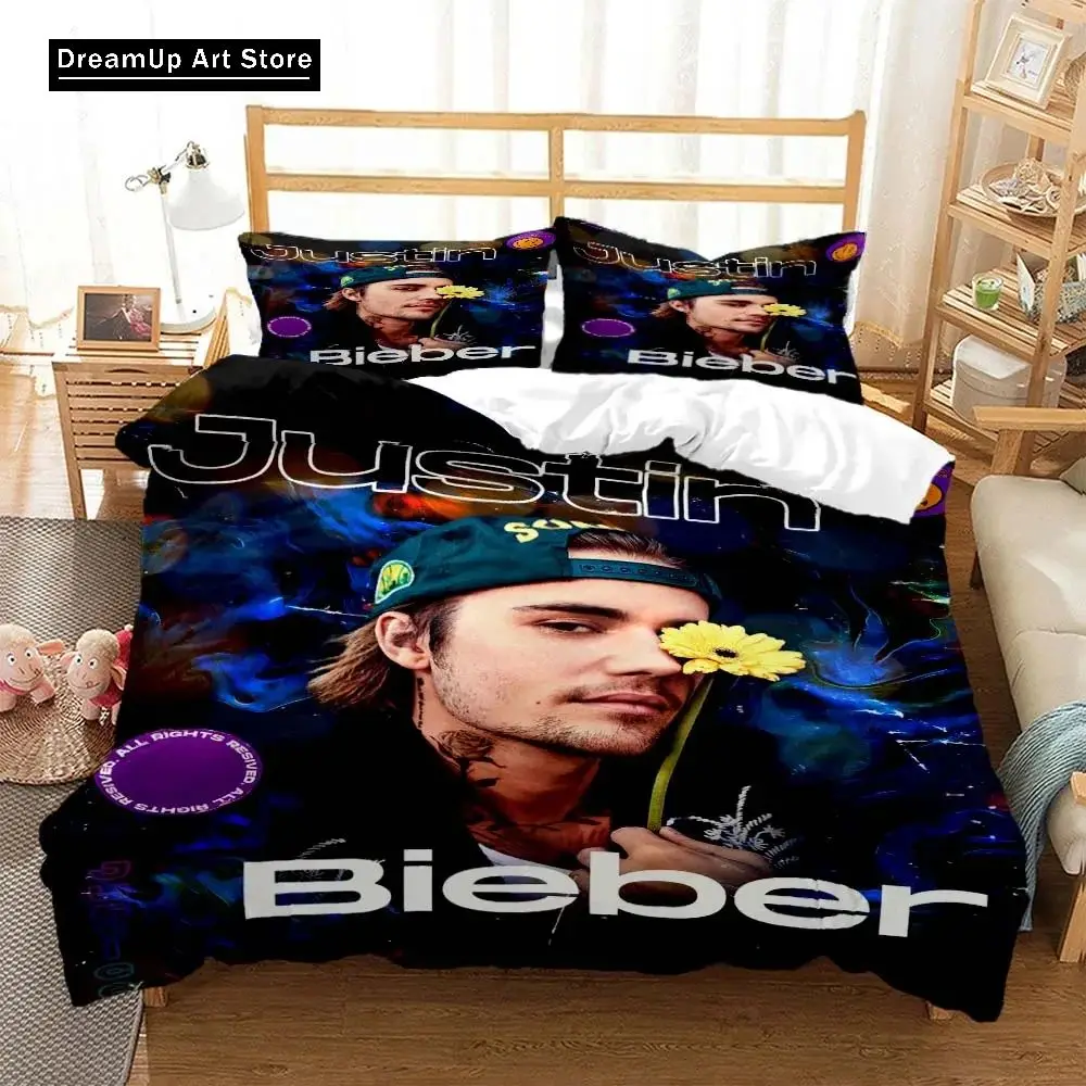 Ensemble de literie de mode Justin Bieber pour adultes, chanteur d'impression 3D, garçons et filles, Twin Queen, pleine taille, housse de athlon, taie d'oreiller, lit, chambre à coucher