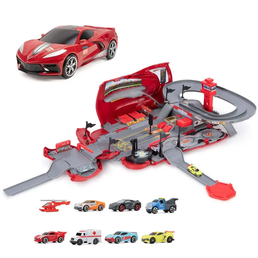 Machines Corvette Raceway Transforming Corvette into Raceway Playset Toy Cars for Kids and Collectors Collect Them All Amazon Ex