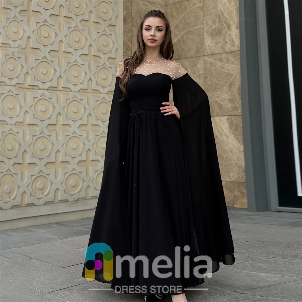 Amelia Elegant Party Dresses Woman A-Line O Neck Chiffon Evening Prom Dresses for Special Occasions Formal Gowns For Dubai 2024