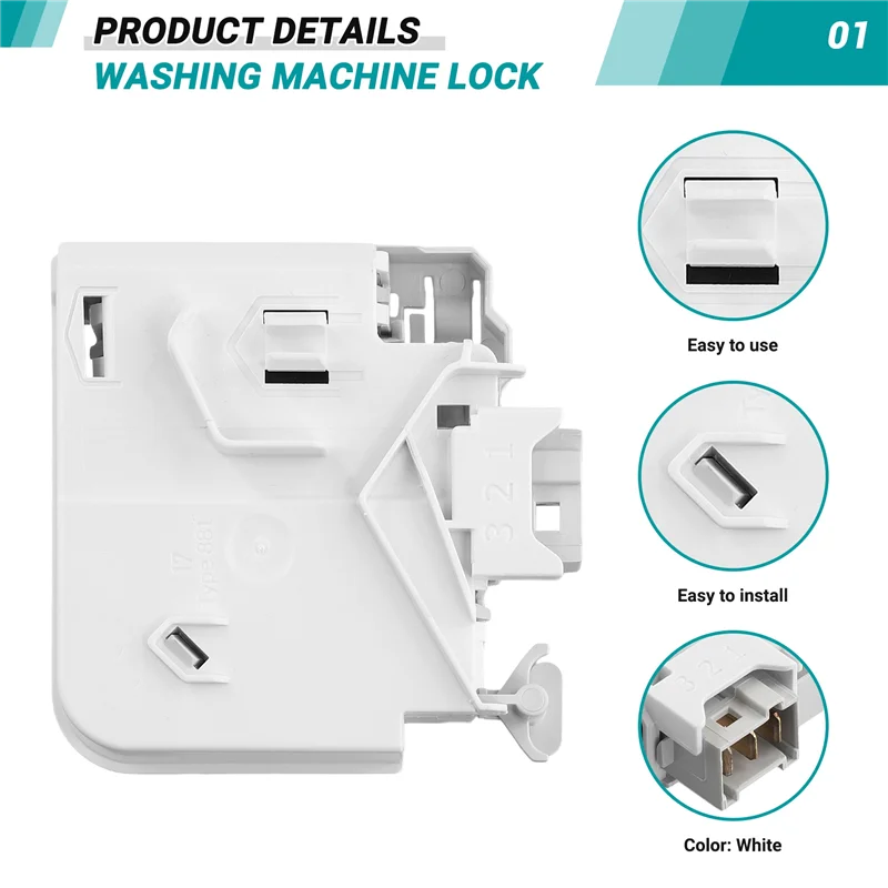 9M-For Siemens Drum Washing Machine Door Lock Door Switch Accessories WS10M368TI/WM10S36 Replacement Parts