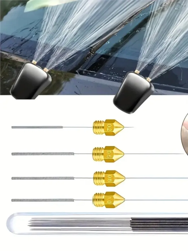 10 Stuks Auto Voorruit Jet Nozzle Washer Tool Rvs Ruitenwisser Nozzle Cleaning Kit Voor 3D Printer Jets, gaskachels, Douchekop - afbeelding 2