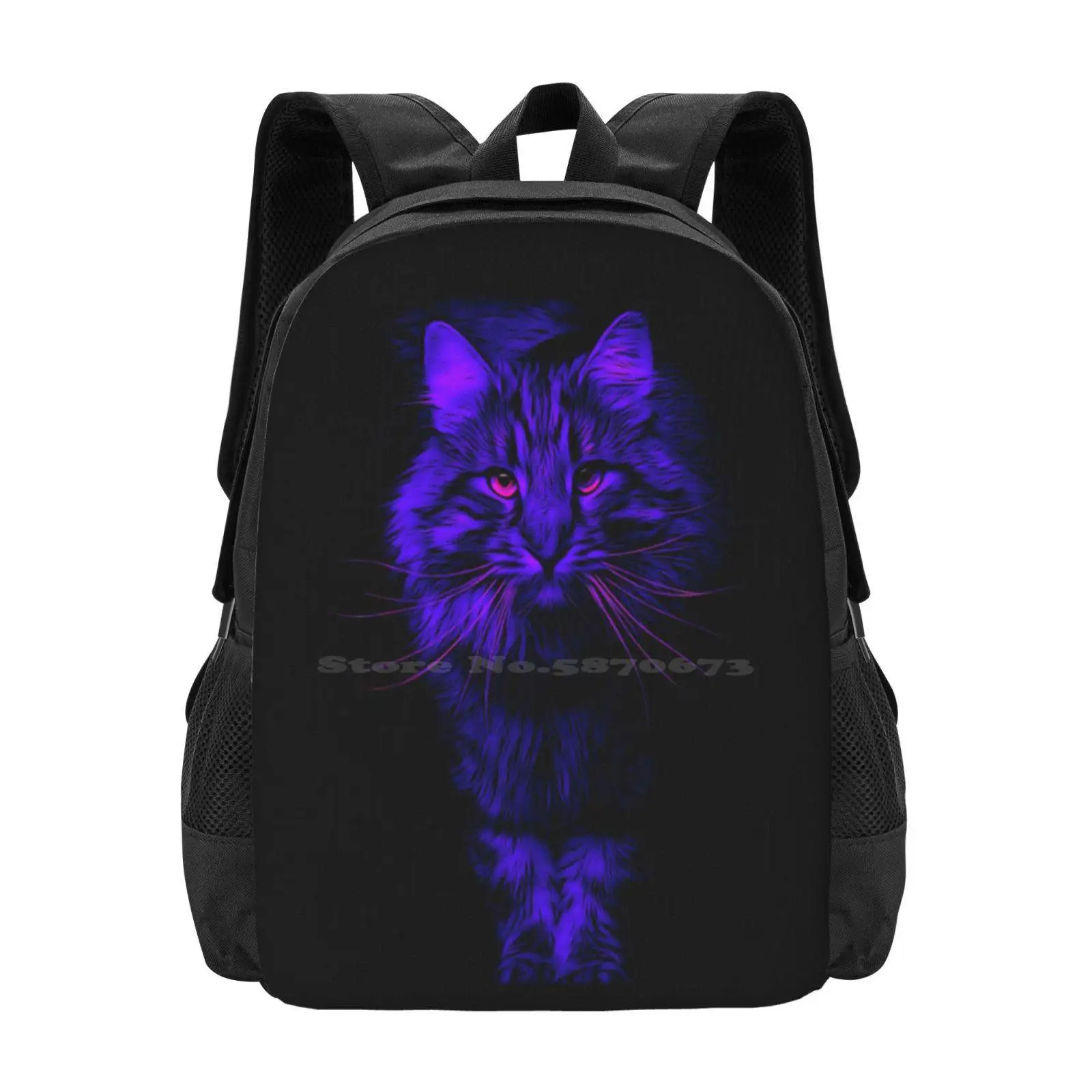 Mochilas escolares de gato azul para adolescentes, bolsas de viaje para ordenador portátil, ojo de gato negro y azul, ojo rojo, Animal de mascota, amante de los gatos, gatito, felino