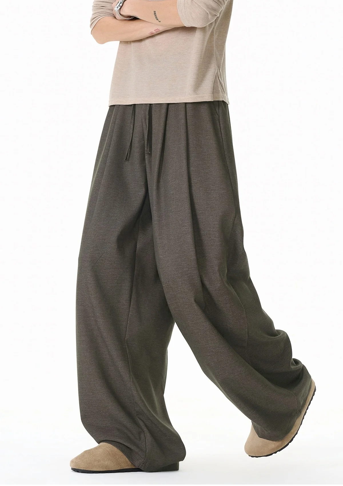 

Men's Relaxed-Fit Straight-Leg Casual Pleated Waist Pants Lightweight, Vintage-Inspired, Versatile Casual