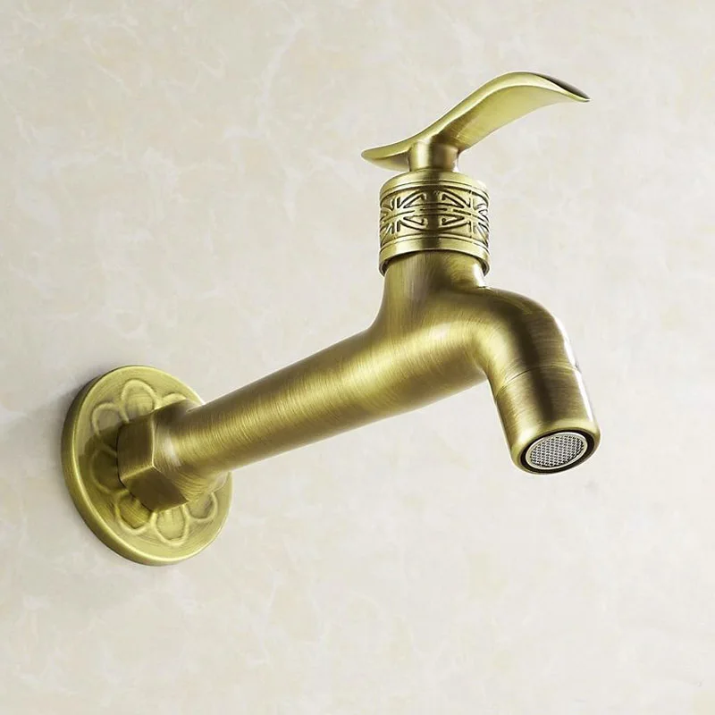 Long garden use Bibcock faucet tap crane Antique Brass Finish Bathroom Wall Mount Washing Machine Water Faucet Taps YT-5156