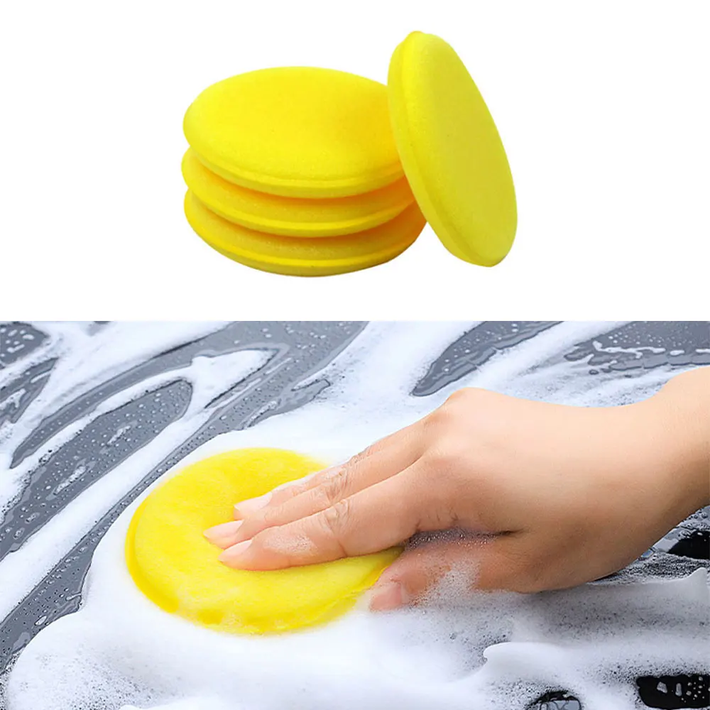 12PCS Yellow Car Foam Sponge Wax Applicator Round Car Polishing and Waxing Sponge Car Detail Cleaning Tools For Universal Car