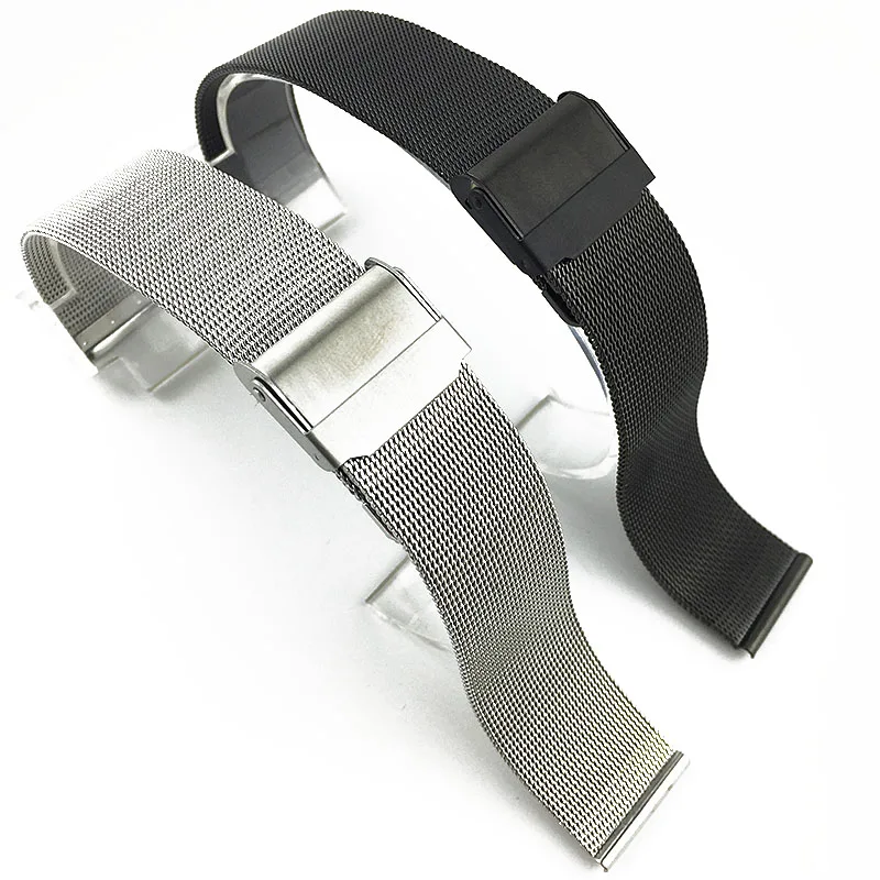 حزام ساعة للرجال والنساء 10 مللي متر-22 مللي متر متوافق مع سوار ساعة DW من الفولاذ المعدني رفيع للغاية من الفولاذ المنسوج سوار معصم ميلان شبكي