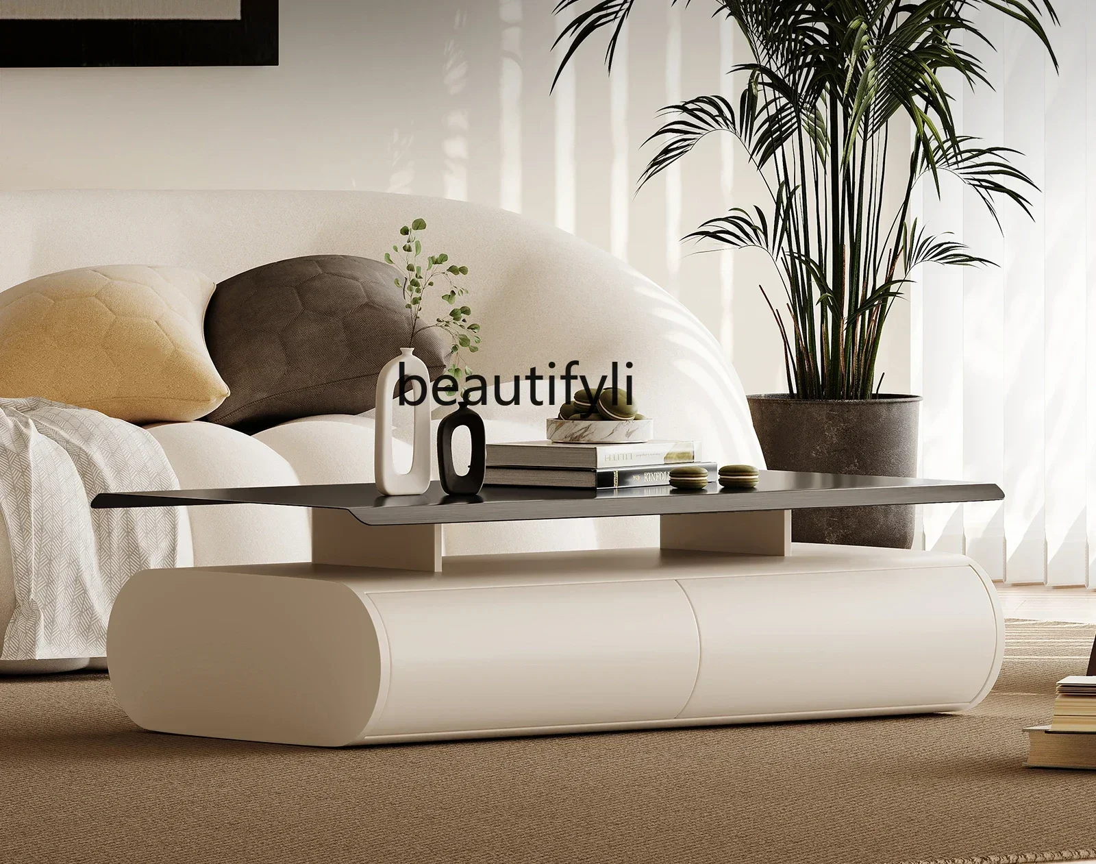 

Y Light luxury stainless steel coffee table home living room designer minimalist Italian small apartment designer paintA16