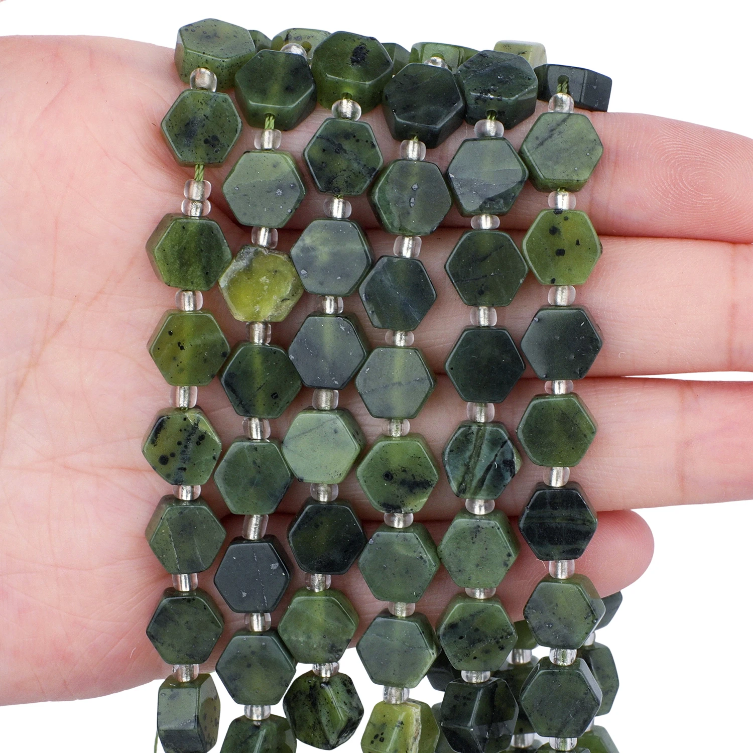 Jewelry Making Supplies Canada - AAA Hexagon Natural Stone Green Canada
