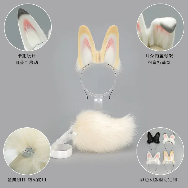 Nouvelles filles en peluche longue oreille de lapin bandes de cheveux chapeaux bandeau robe Accesorios femmes fille Cosplay Lolita Cosplay accessoires de cheveux