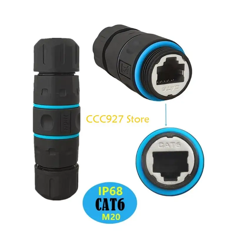 B03F IP68 Cat6 RJ45 Female To Female Connector Dustproof Networking Patch M20 Locking