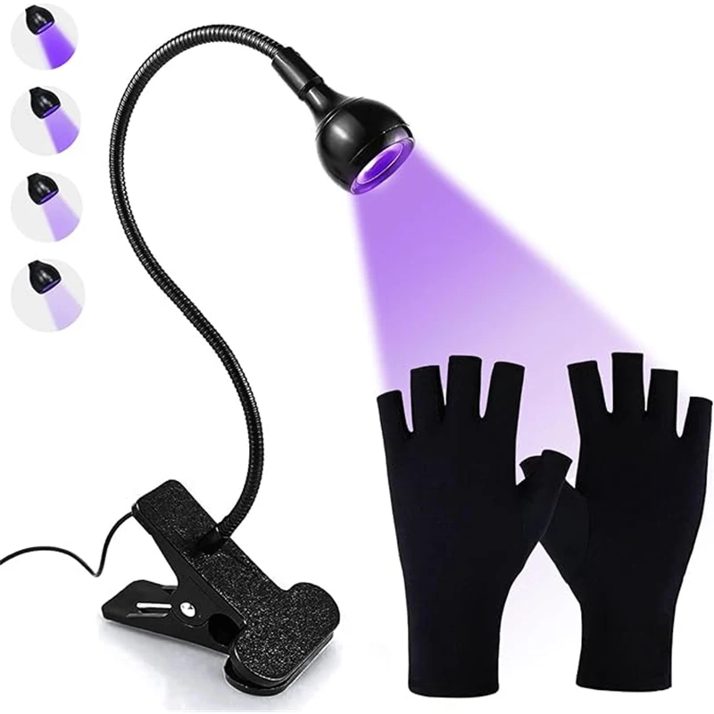 

LED Nail Lamp UV Radiation Protection Gloves Portable Gel Nail Dryer Light Nails Art Glove Securing Clip Curing Gel Polish