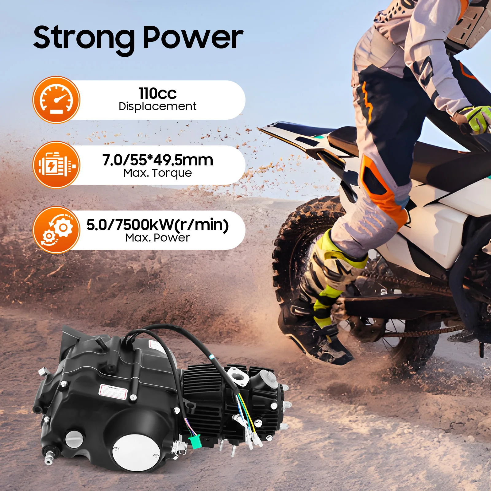 110CC محرك المحرك عدة المحرك مع ركلة البداية المكربن 4 سرعة محرك استبدال عدة لهوندا CRF50/CRF70/XR5