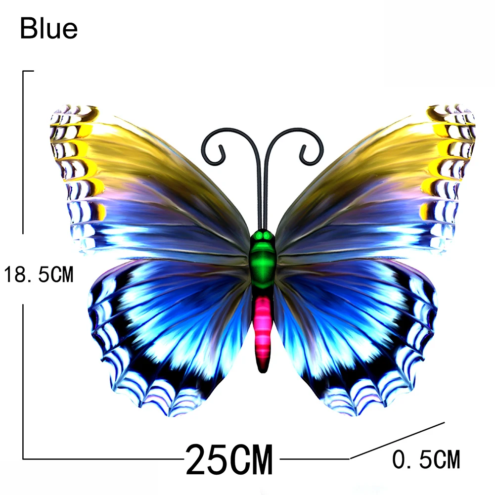Multicolour Home Decor Butterfly Beautiful Painted Metal Butterflies Easy Hanging Sturdy Attached Hook Home Decoration For Wall
