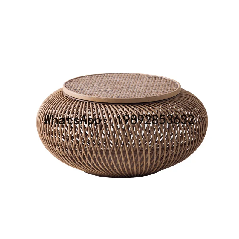 BF Minimalist Style Living Room Dining Room Universal Round Coffee Table Creative Homestay Hotel Rattan Small Table Coffee Table