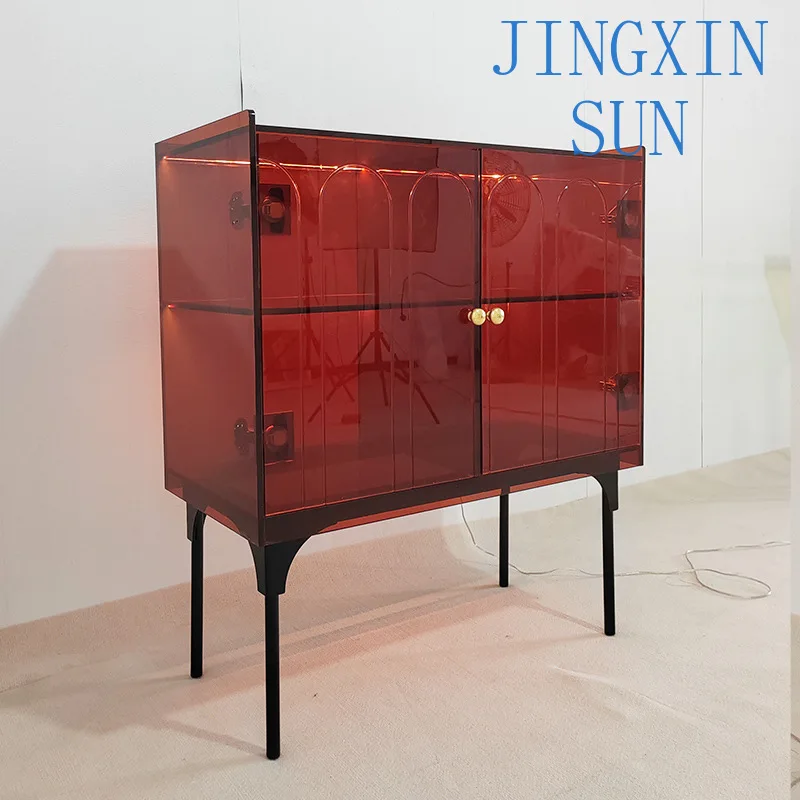 Nordic Light Luxury Amber Acrylic Locker Modern Simple Design Acrylic Storage