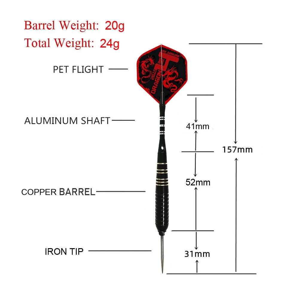 Fox Smiling 3PCS 24g Steel Tip Darts With Copper Darts Barrel And Replaceable Darts Needle