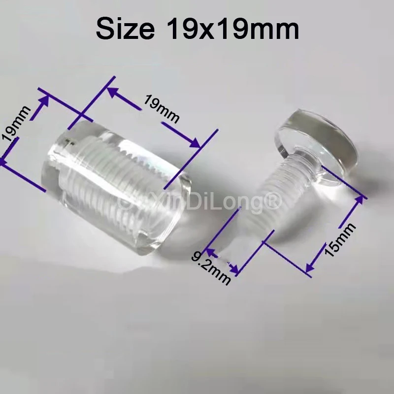 500PCS Size 19X19mm Acrylic Clear Sign Holders Plastic Standoff Screws for Advertising Store Sign Poster Display Fastener GF1004