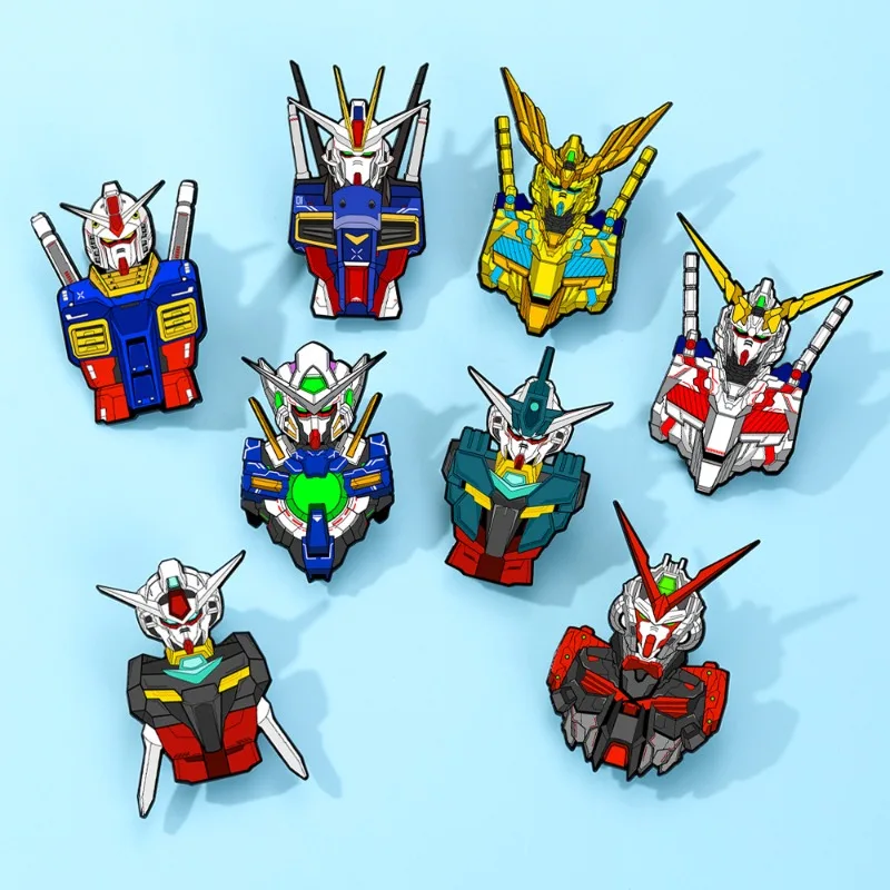 

New Japanese Anime Cartoon Gundam Metal Brooch Mobile Warrior RX-78 Cartoon Badge Clothing Case Decoration Accessories Kid Gifts