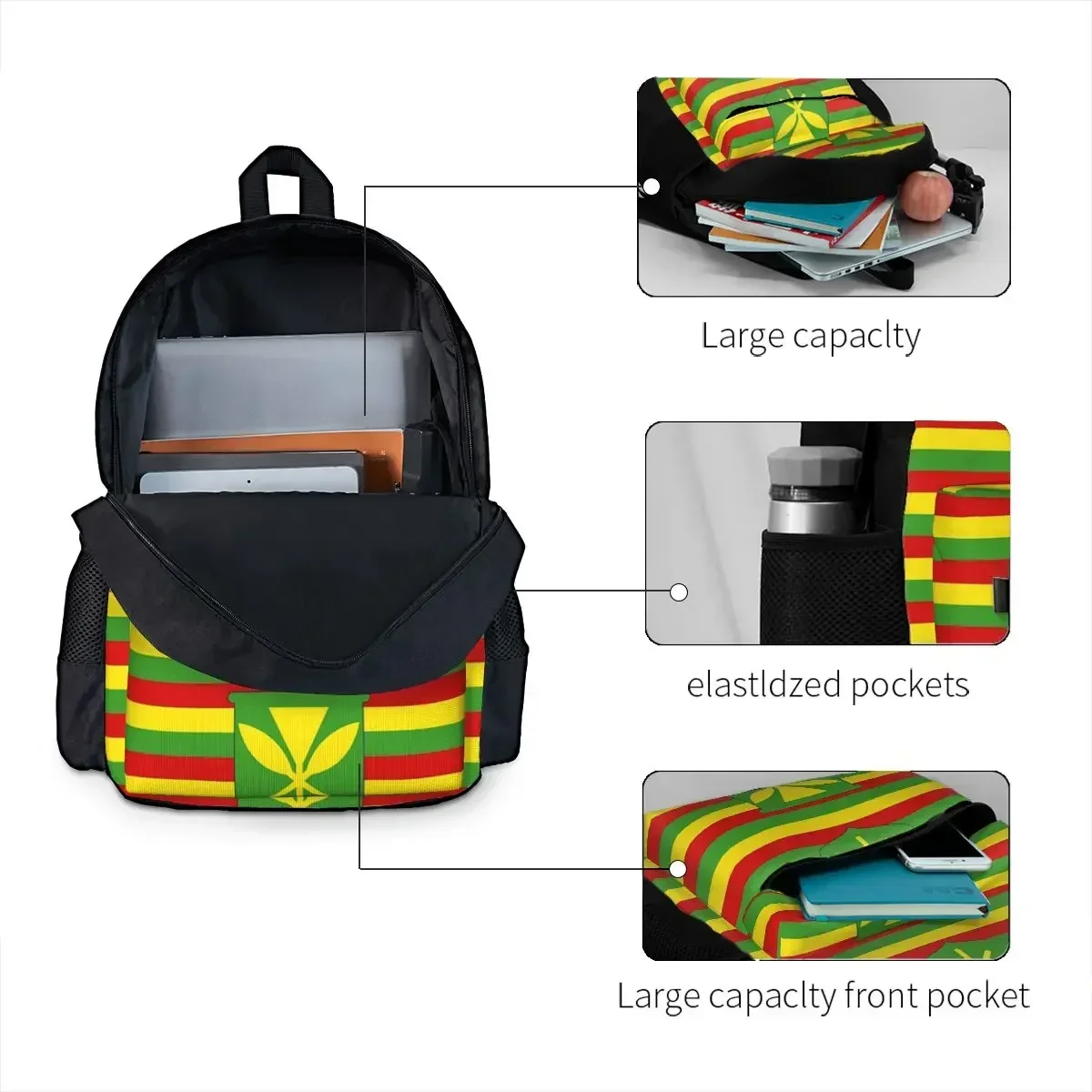 Kanaka Maoli Flag Backpacks Boys Girls Bookbag Students School Bags Cartoon Kids Rucksack Laptop Rucksack Shoulder Bag