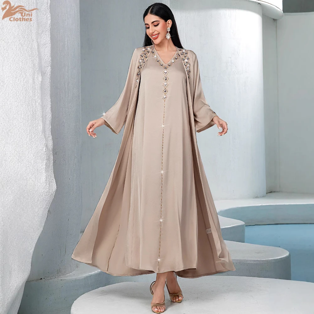 

Ramadan Muslim Abaya Dress Elegant Islam Sets Dubai Woman Evening Dresses Moroccan Caftan Diamonds Kebaya Kimono Jalabiya Kaftan