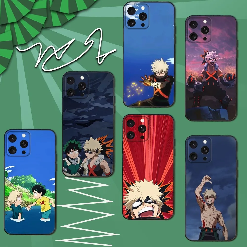

Bakugo My Hero Academia Phone Case For iPhone 16e,16,15,14,13,12,11,Pro,X,XS,Max,XR,Plus,Mini Soft Black Cover