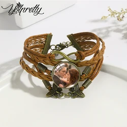 2023 Twilight Movie Pattern Black and Brown Multi layer Leather Bracelet Glass Cabochon Charm Pendants Jewelry for Men