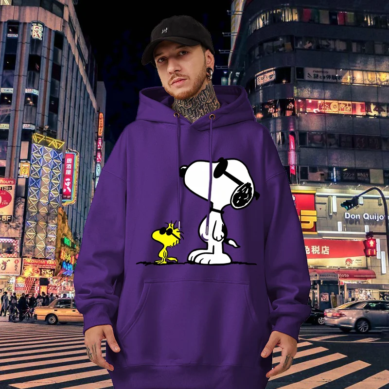 

Пуловер Snoopy с аниме-рисунком для женщин и мужчин, толстовка большого размера на весну-осень, повседневный свитшот для пар, одежда, топы
