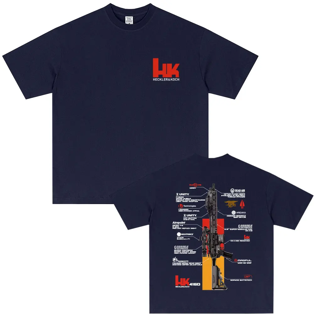 Herren-T-Shirt mit Heckler & Koch HK416-Motiv, Baumwolle, schweißableitend, atmungsaktiv, hochwertiges Freizeit-T-Shirt für bequeme Bewegungsfreiheit. – Detail 7