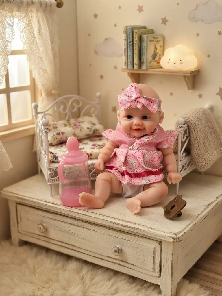 NPK 20CM Full Body Solid Platinum Silicone Smile Face Reborn Vivienne Super Soft Flexible Elastic Palm Handy Baby Dolls