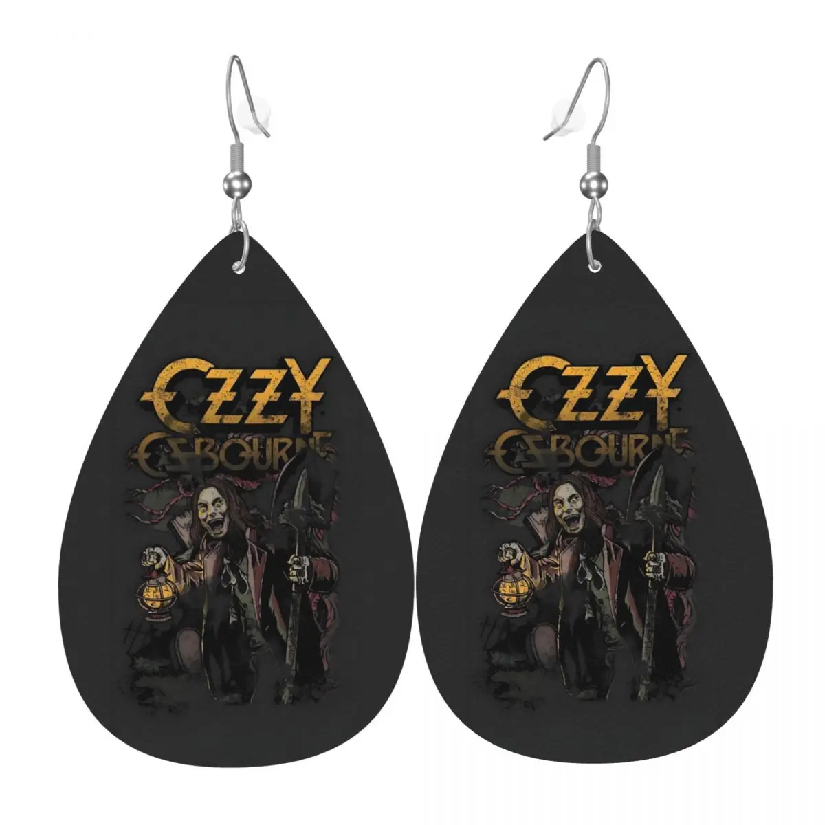 

Кожаные серьги-капли Ozzy Osbourne на заказ, модные женские ювелирные аксессуары из тяжелого металла на День святого Валентина
