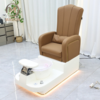Professional Salon & Spa Reclining Foot Care Equipment-Brown Adjustable Pedicure Chair Simulated Manual Massage for Nail Salons