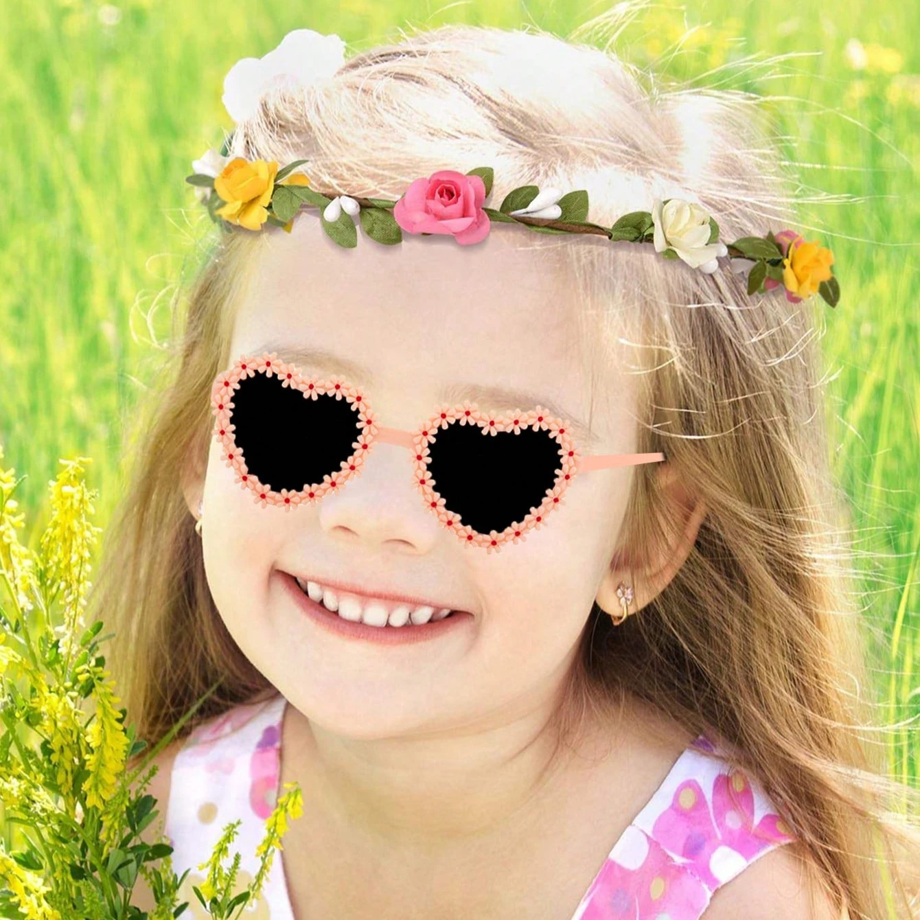 2/3/4Pcs Cute Newest Flower Heart Fashion Glasses Eyewear For Valentine's Day Gift,Card Only Show,Don't Shipping