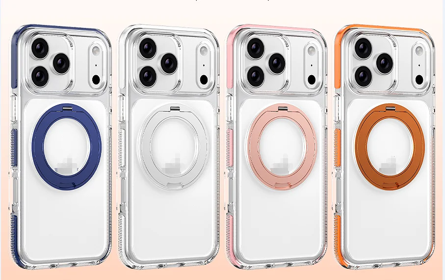 Applicable IPhone 17 Air 17 Pro Max 17 Pro iPhone17magnetic phone case, white/orange protective case, 360 degree rotating brac