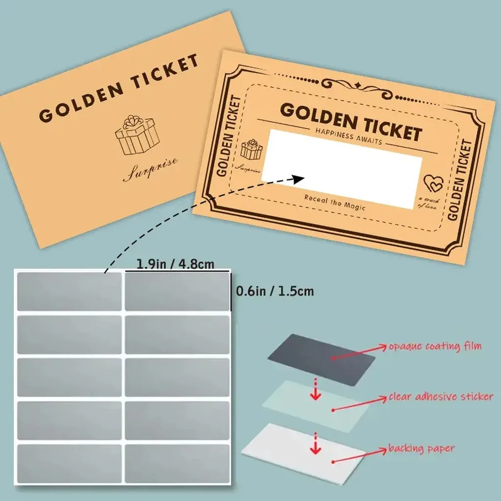 30 Sheets Diy Scratch Off Cards Golden Ticket With Stickers Romantic Gift For Birthday Anniversary Valentine'S Day Surprise view 4