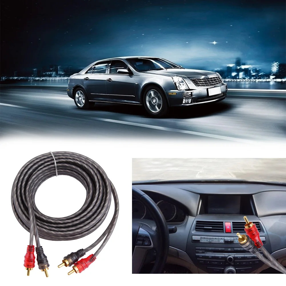 Amplifier Audio Cable 2 Male To 2 Male RCA Stereo Cable Copper Wire Coated Universal 3 Signals for Amplifiers Car Audio Speakers