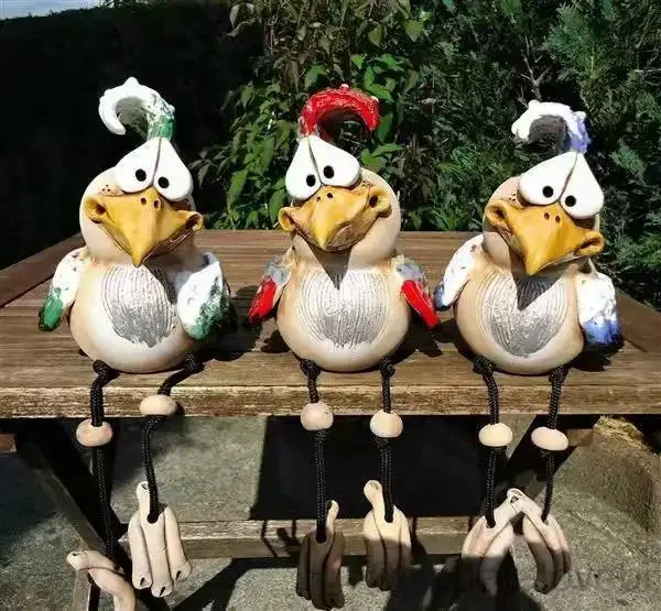 3Pcs Garden Statue Funny Chicken Decorative Garden Art Resin Decorative Ornament Easter Ornament New