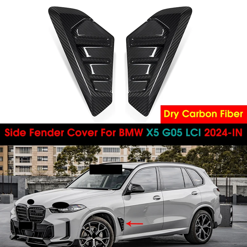 

Real Dry Carbon Fiber Replacement Side Fender Cover For BMW X5 Series G05 LCI 2024-IN MP Style Side Air Intake Vents Cover Trim