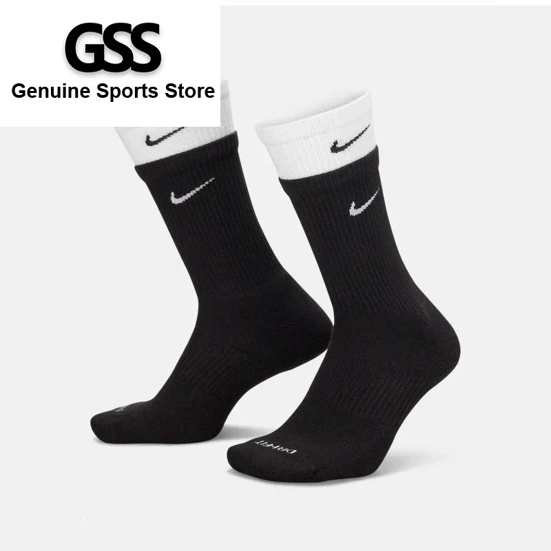 Original Nike Everyday Plus Cushioned Raining Sports High Socks 1 Pair Combination Black S M L DD2795-011