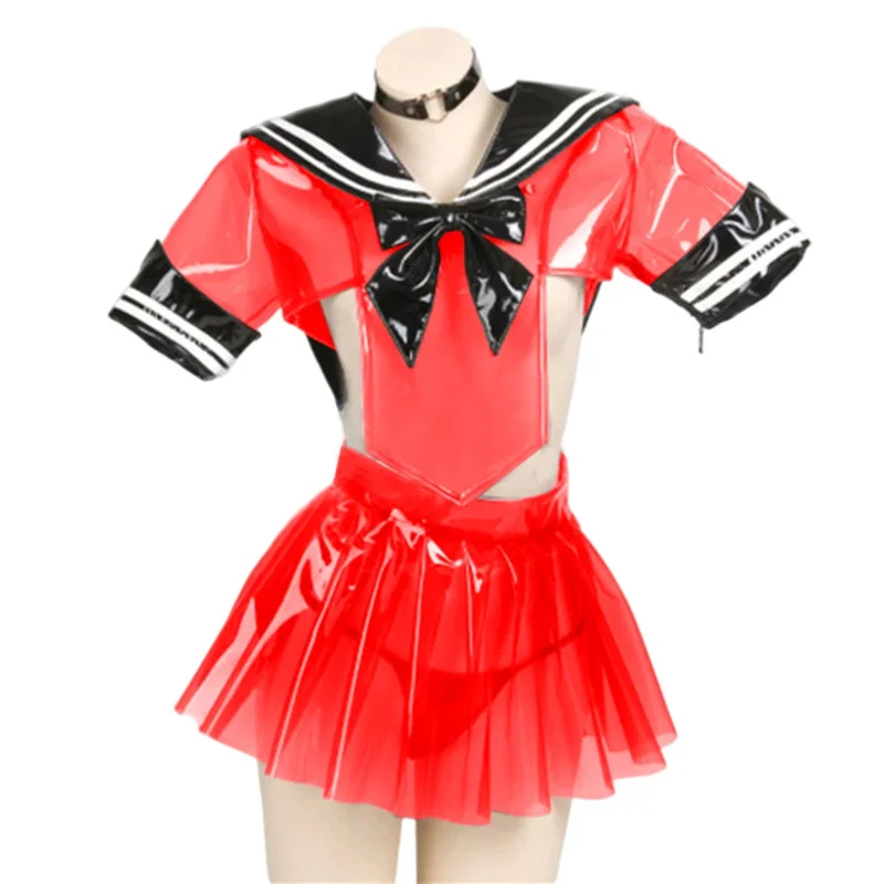 Studunt Uniform Clear PVC Japanese Style Student Girls School Uniforms Girls Navy Costume Women Sexy Navy JK Suit Sailor Outfit