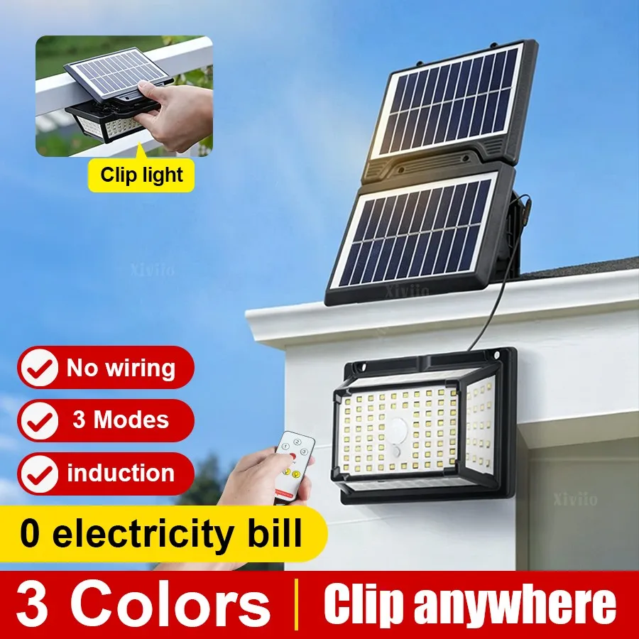7000K Solar Motion Sensor Lights 180° Detection Long Range Lamp Waterproof LED Outdoor Light for Outdoor Security Camping Gargen