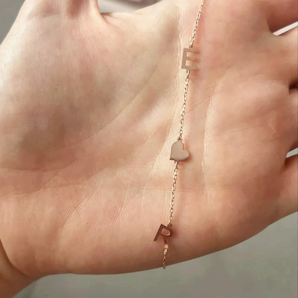 

Custom Initial Letter Name Necklace Gold Plated Personalized Stainless Steel Clavicle Chain For Women Christmas Gift