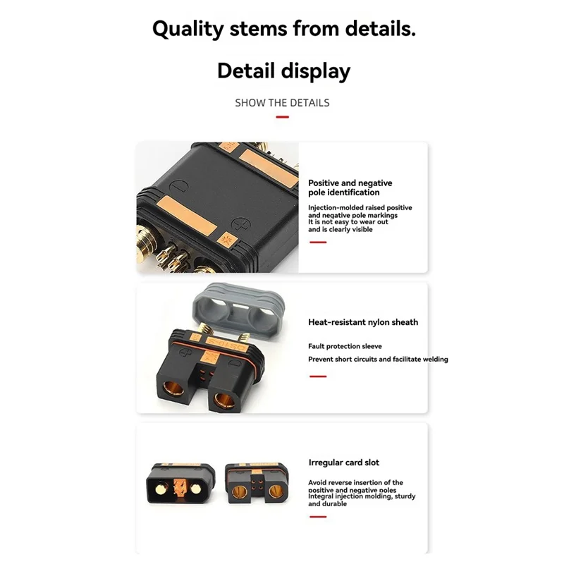 

QS10 240A Drones Lithium Power Supply Charging Connector 750V Weldable Automotive 4-10AWG Anti Ignition Plug