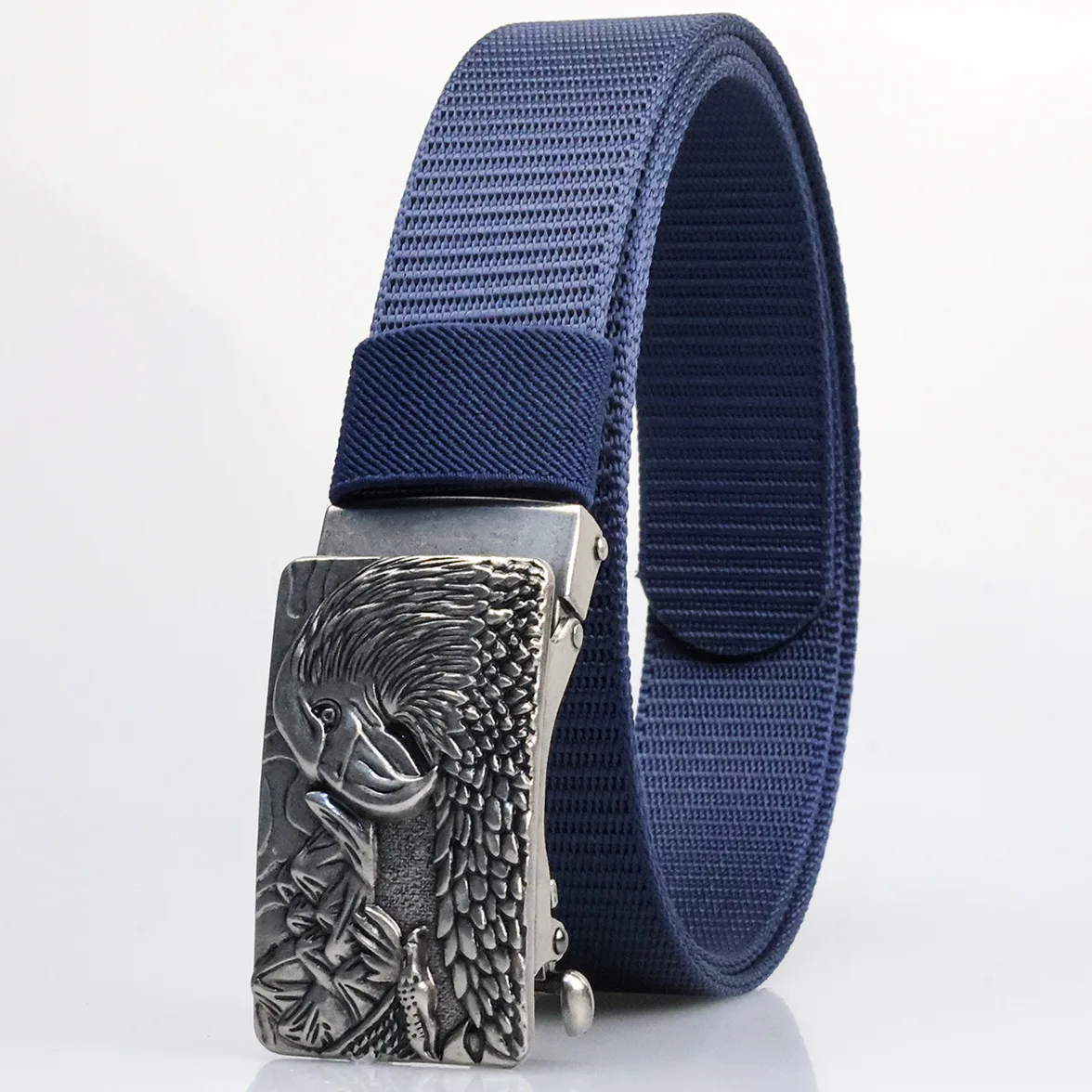 Retro Men's Automatic Buckle Nylon Belt Toothless Alloy Buckle Multifunctional Sports Belt Classic and Versatile