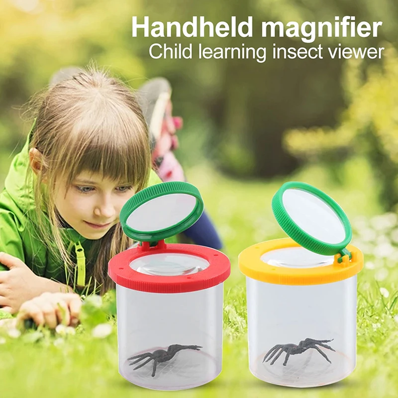 Portable Children Outdoor Insect Observation Box Flip Lid Two-Way Magnifying Glass Observation Cup Plastic Kids Gifts School