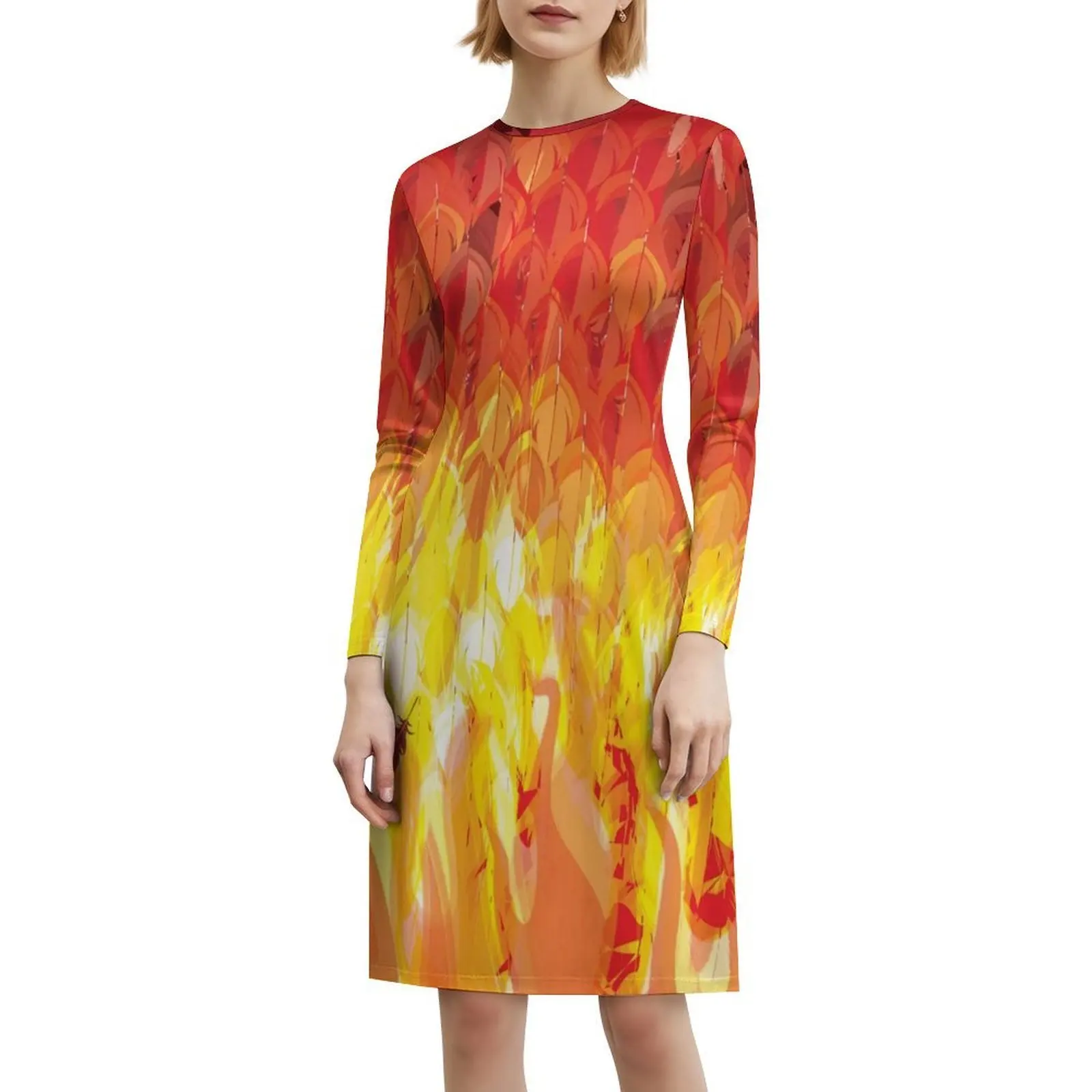 Феникс из пламени Платье в корейском стиле для женщин Элегантное повседневное платье для вечеринки или повседневного ношения Hot Heat Bird Birb Phoenix