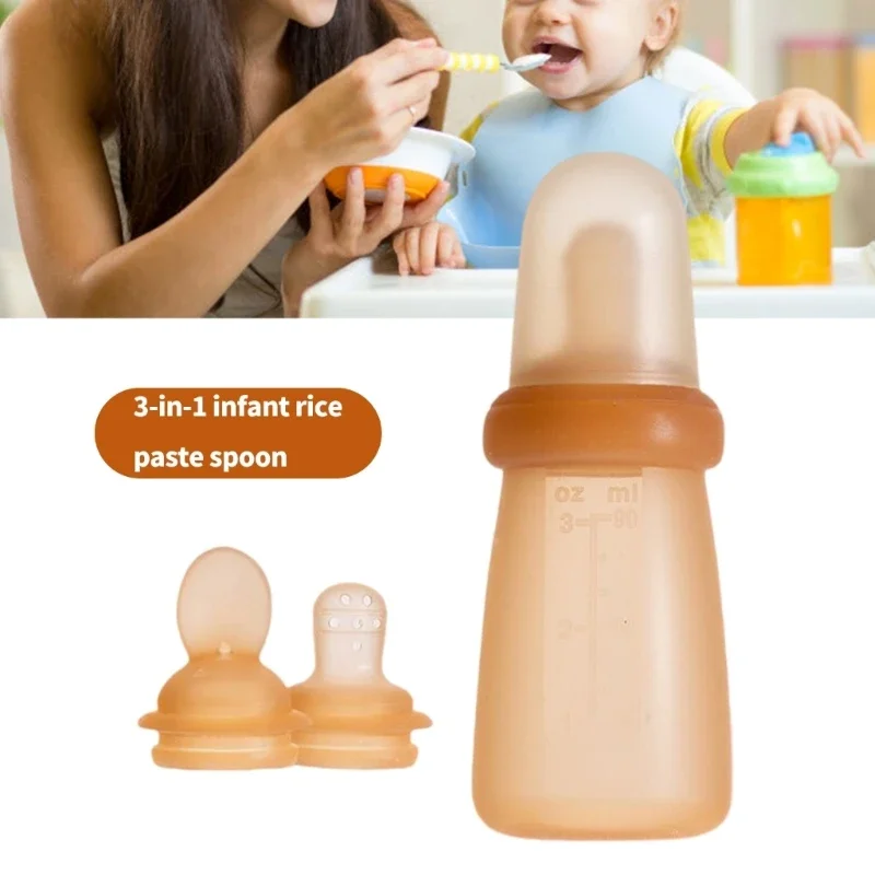 

Ergonomic Infant Feeding Spoons Silicone Squeeze Bottle Dispenser Convenient Baby Weaning Utensils 15UB