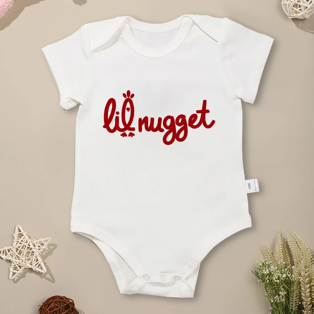 Lil Nugget Funny Baby Bodysuit Summer Short Sleeve Outdoor Casual Toddler Boy Jumpsuit Cotton Loose Breathable Infant Onesies