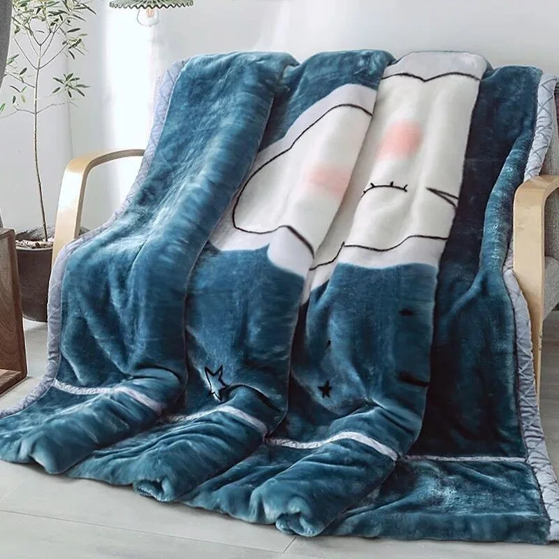 

Thiened Double Layer Coral Fce Blanket Warm Winter Cover for Single Double Bed Student Dormi Nap Modern Simple Sle