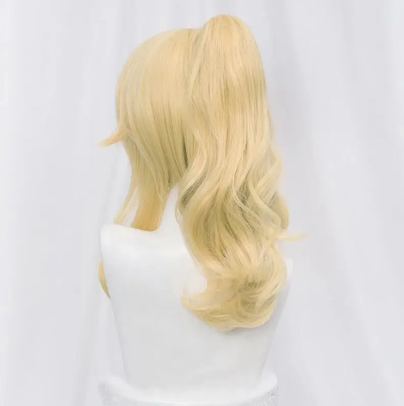 Yandere Simulator Musume Ronshaku Long Blonde Cosplay Wig with Clip Ponytail Heat Resistant Hair Cosplay Wigs