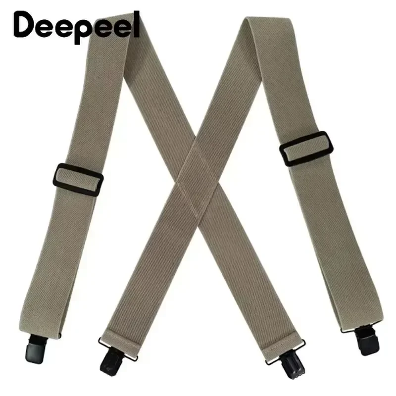 Bretelles Deepeel pour hommes, 4 clips, boucles, fermoir à crochet de type X, bretelles, ceinture élastique réglable pour pantalon masculin, sangle large, 5x120cm